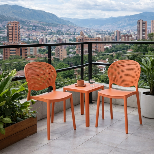 Set de 2 Sillas Florida, Color Terracota, con Espaldar y Diseño Moderno