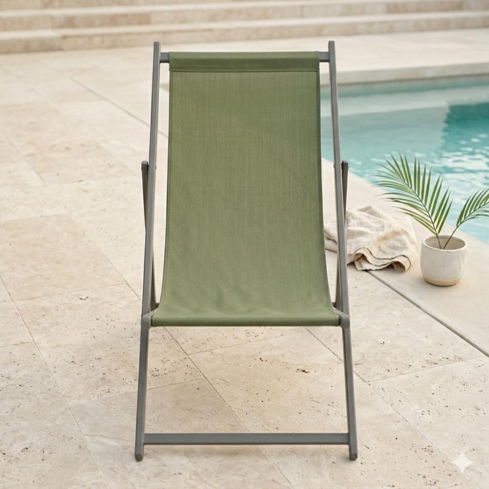 Silla Plegable Reclinable Kenya, Verde, con Tres Posiciones, en ambiente