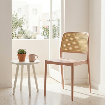 Set de 4 Sillas Texas, Color Terracota y Beige, con Espaldar Transpirable