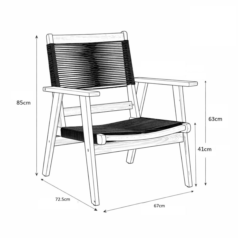 Set de 2 Sillas Plegable de Madera para Exterior Lomy, Negro, con Brazos, vista superior