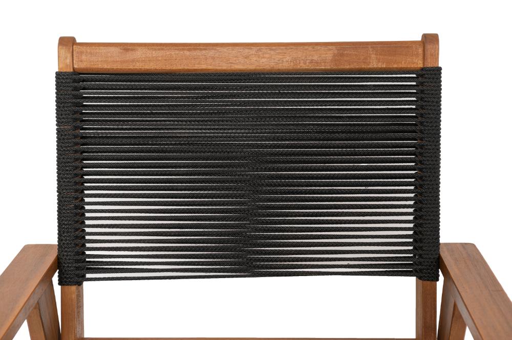 Set de 2 Sillas Plegable de Madera para Exterior Lomy, Negro, con Brazos, medidas