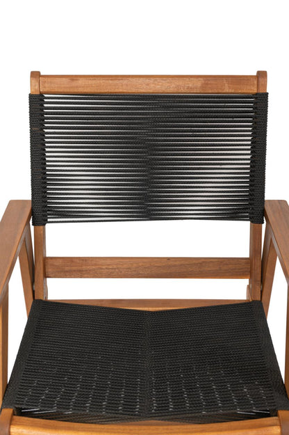 Set de 2 Sillas Plegable de Madera para Exterior Lomy, Negro, con Brazos, detalle de acabado