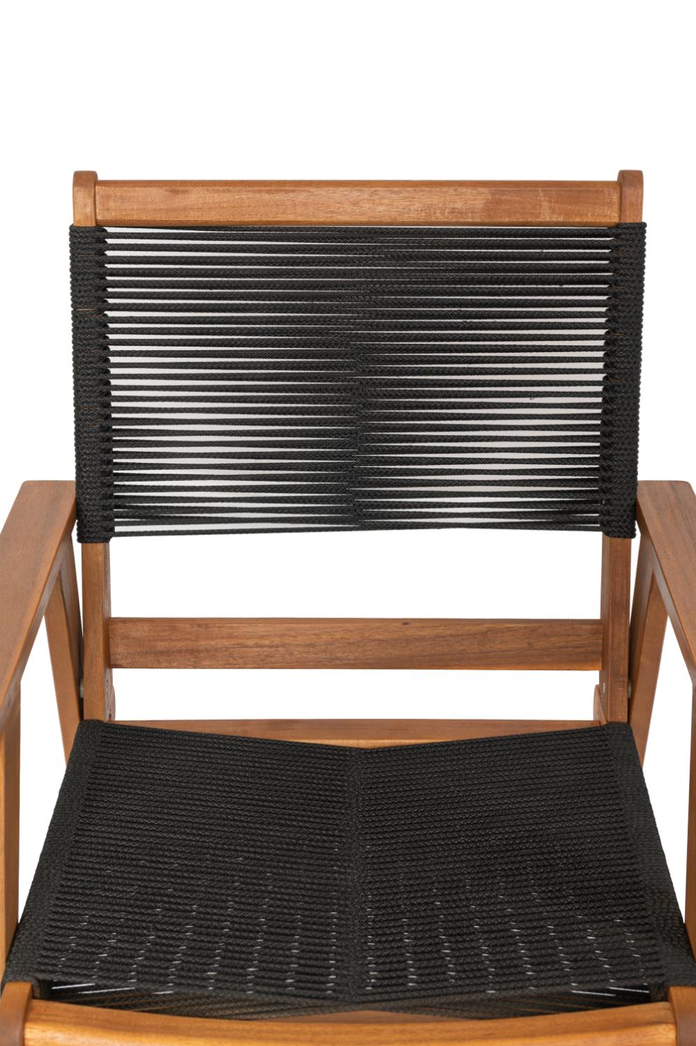 Set de 2 Sillas Plegable de Madera para Exterior Lomy, Negro, con Brazos, detalle de acabado
