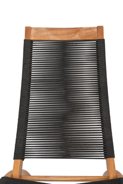 Silla plegable Lomy en madera de acacia con cuerdas negro y beige - medidas