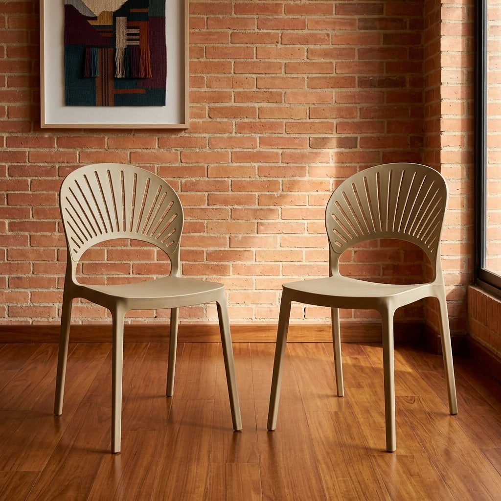 Set de 2 Sillas Paraíso, Color Khaki, con Espaldar y Diseño Moderno