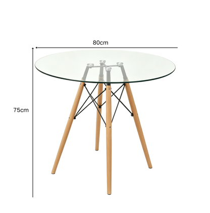 Combo Noval, Incluye Mesa Redonda de Vidrio y 2 Sillas