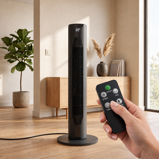 Ventilador De Torre Zenin 36, Negro, Con temporizador Incluye Control Remoto