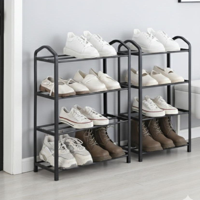 Zapatero organizador Tody, Negro, de 4 niveles con amplio espacio para 8 pares, vista frontal