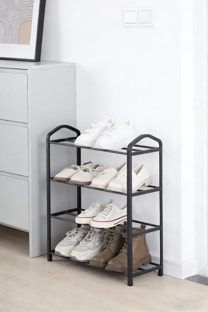 Zapatero organizador Tody, Negro, de 4 niveles con amplio espacio para 8 pares, vista lateral