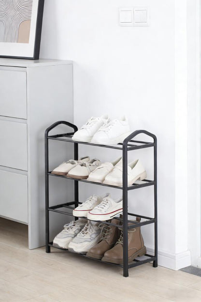 Zapatero organizador Tody, Negro, de 4 niveles con amplio espacio para 8 pares, vista lateral