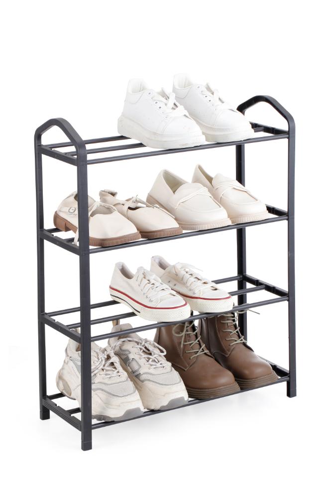 Zapatero organizador Tody, Negro, de 4 niveles con amplio espacio para 8 pares, detalle