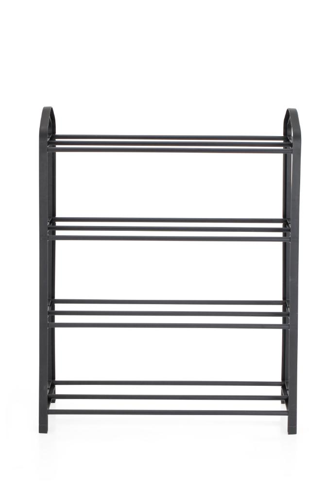 Zapatero organizador Tody, Negro, de 4 niveles con amplio espacio para 8 pares, medidas