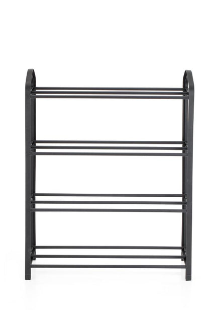 Zapatero organizador Tody, Negro, de 4 niveles con amplio espacio para 8 pares, medidas