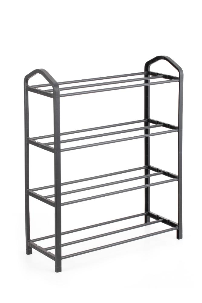 Zapatero organizador Tody, Negro, de 4 niveles con amplio espacio para 8 pares, detalle de acabado