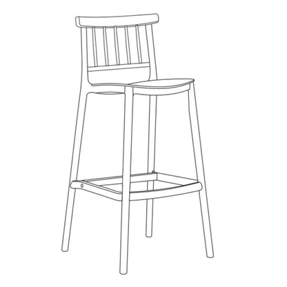 Silla para Bar Oxford, Negro, con Espaldar en Barras y Diseño Minimalista