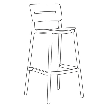 Set de 2 Sillas para Bar Manila, Negro, con Espaldar Rectangular y Diseño Moderno