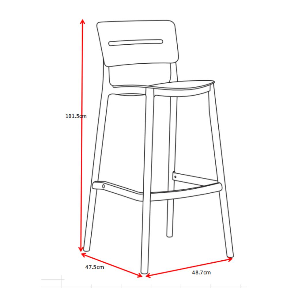 Silla para Bar Manila, Negro, con Espaldar Rectangular y Diseño Moderno