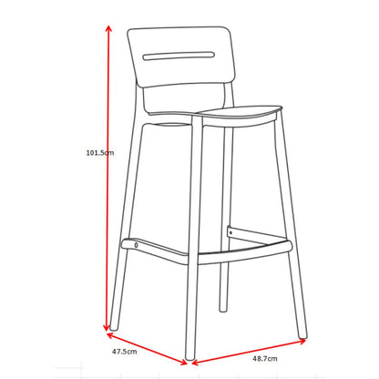 Set de 2 Sillas para Bar Manila, Verde, con Espaldar Rectangular y Diseño Moderno, abierto