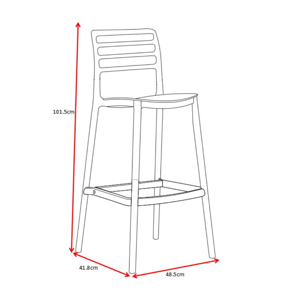 Silla para Bar Palawan, Negro, con Espaldar Abierto y Diseño Minimalista, vista superior