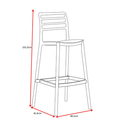 Silla para Bar Palawan, Negro, con Espaldar Abierto y Diseño Minimalista, vista superior