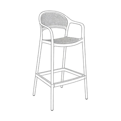 Silla para Bar Curitiva, Taupe, con Reposa Pies Doble Proposito, detalle de acabado