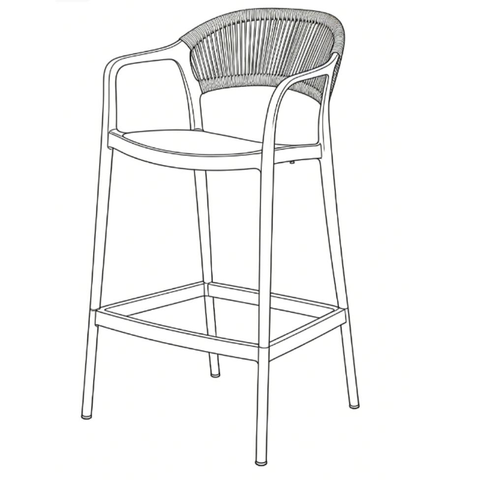 Silla para Bar Balí, Negro, Doble propósito con Reposa Pies