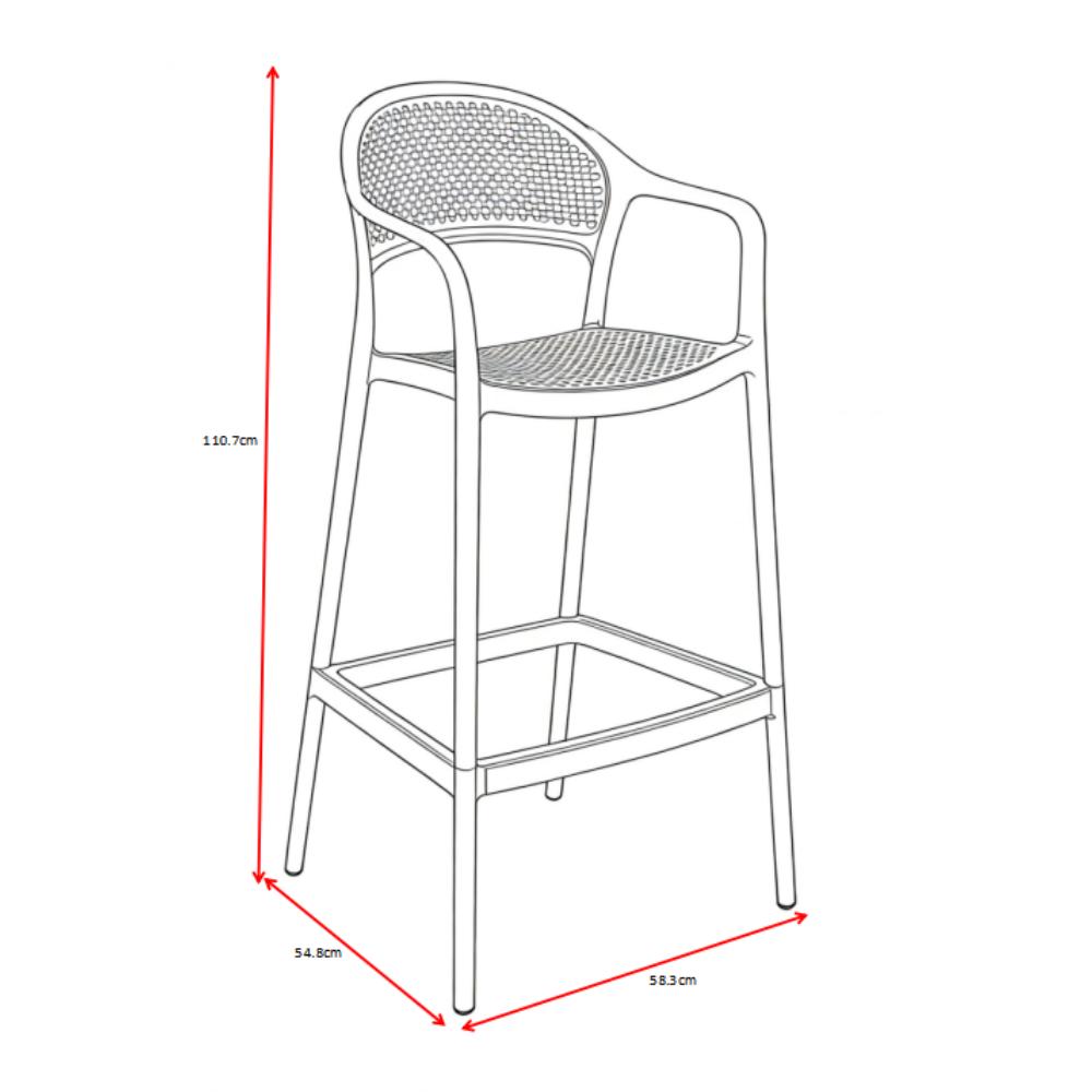 Silla para Bar Curitiva, Taupe, con Reposa Pies Doble Proposito, vista superior