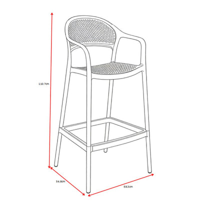 Silla para Bar Curitiva, Taupe, con Reposa Pies Doble Proposito, vista superior
