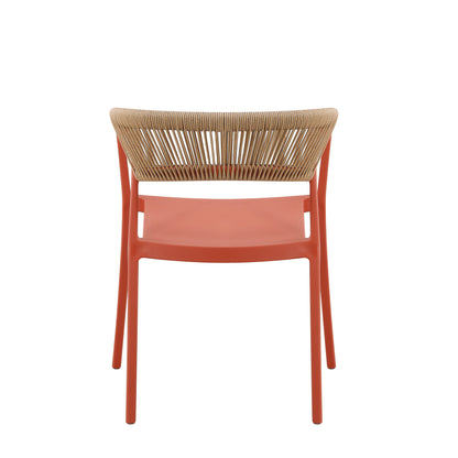 Set de 4 Sillas Balí, Terracota, con Espaldar en Cuerdas y Diseño Moderno