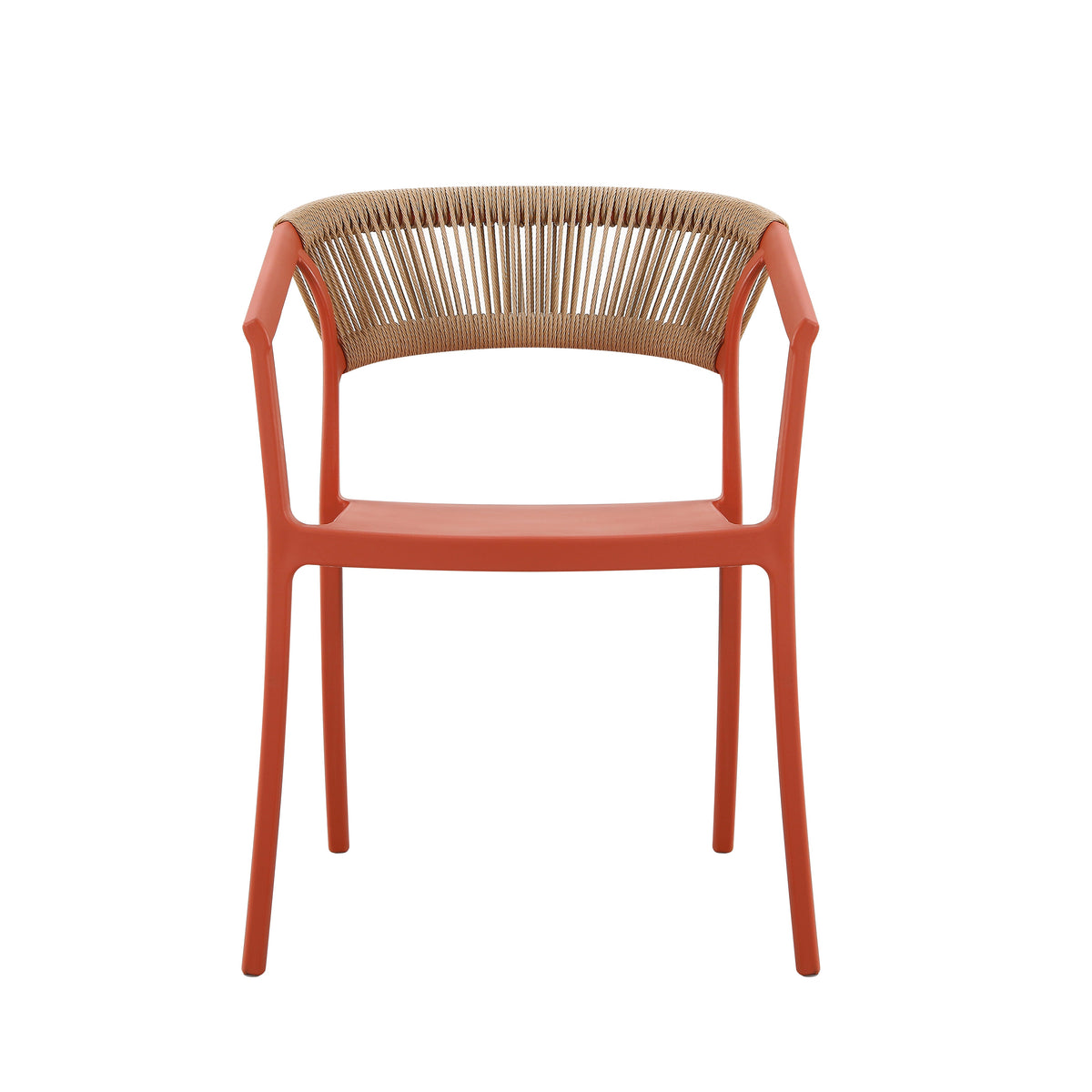 Set de 4 Sillas Balí, Terracota, con Espaldar en Cuerdas y Diseño Moderno