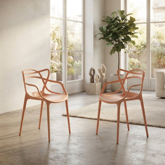 Set de 2 Sillas Palermo, Color Mandarina, con Espaldar y Diseño Moderno