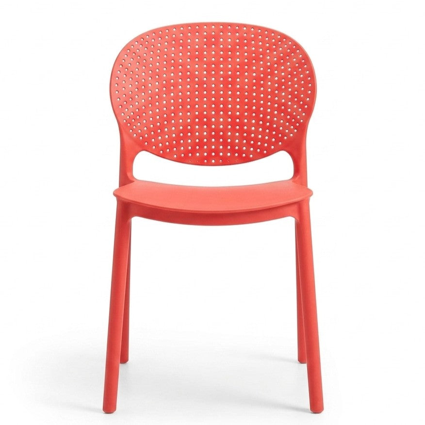 Silla Florida, Color Rojo, con Espaldar y Diseño Moderno