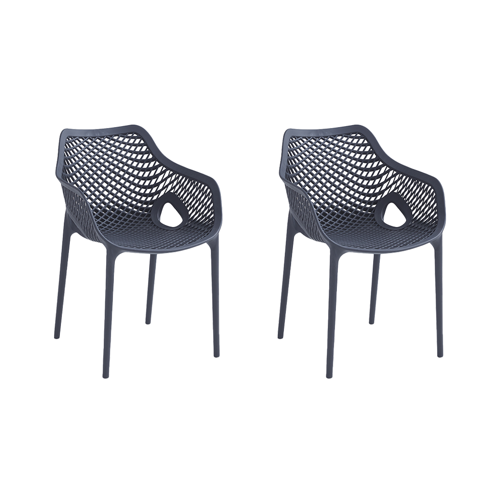 Set de 2 Sillas con Brazos Miame, Gris Oscuro, con Espaldar y Diseño Moderno