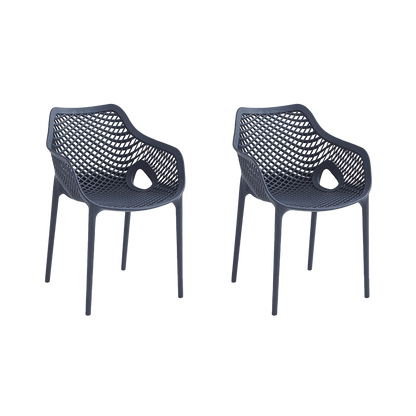 Set de 2 Sillas con Brazos Miame, Gris Oscuro, con Espaldar y Diseño Moderno
