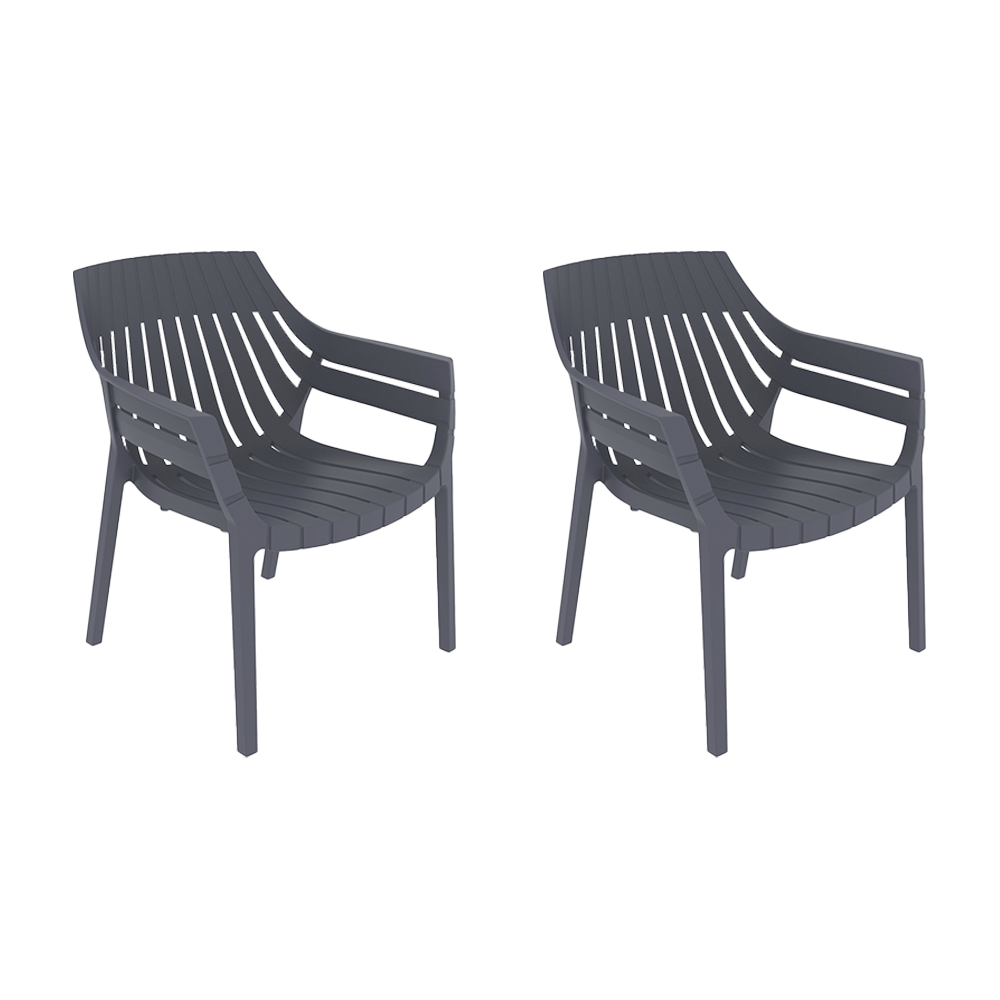 Set de 2 Sillas con Brazos Arena, Gris Oscuro, con Espaldar y Diseño Moderno