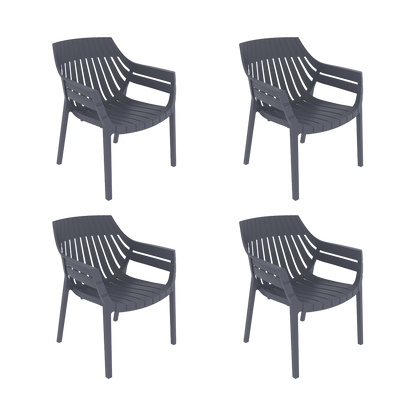 Set de 4 Sillas con Brazos Arena, Gris Oscuro, con Espaldar y Diseño Moderno