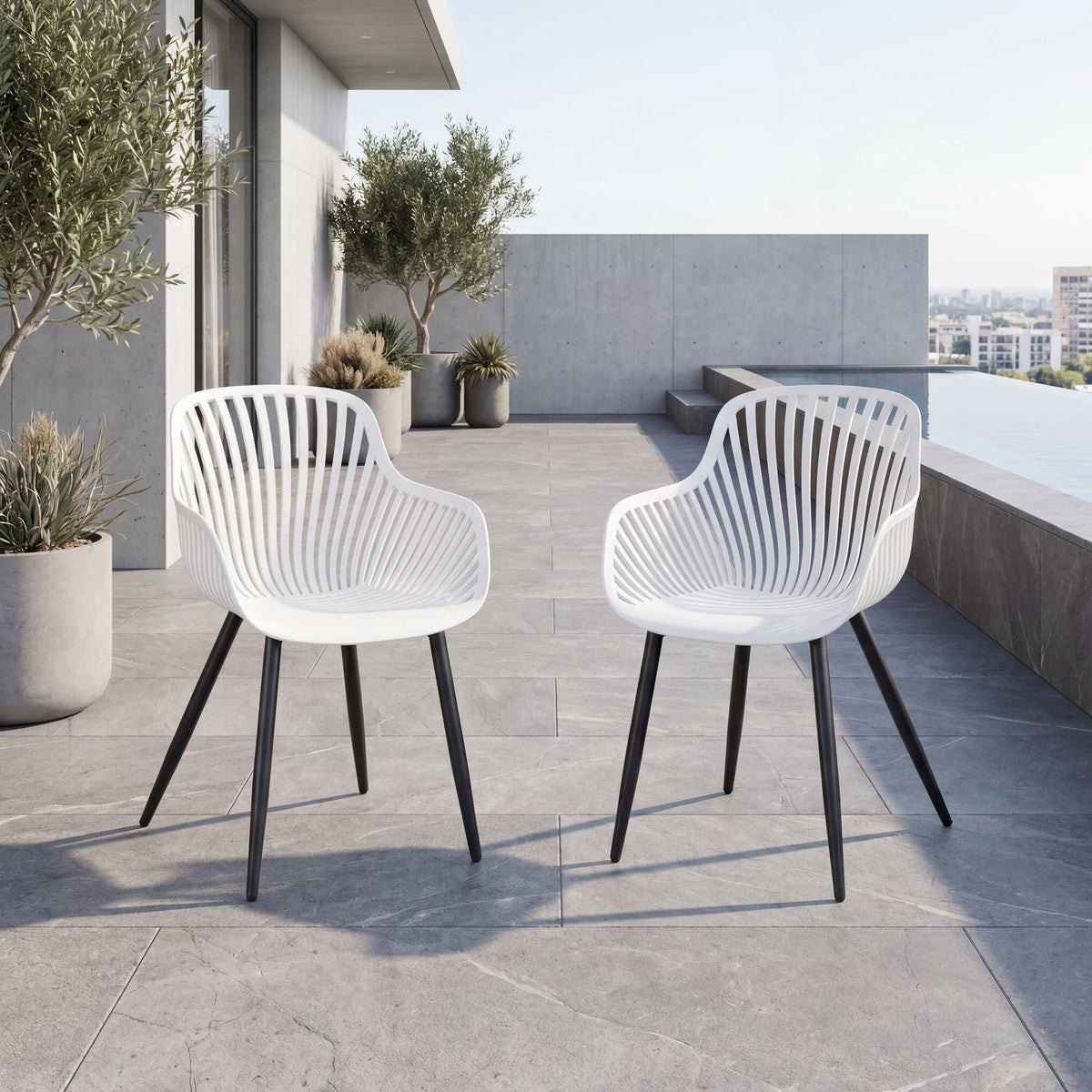Set de 2 Sillas Victoria, Blanco, con Espaldar Minimalista y Diseño Moderno
