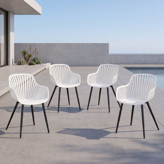 Set de 4 Sillas Victoria, Blanco, con Espaldar Minimalista y Diseño Moderno
