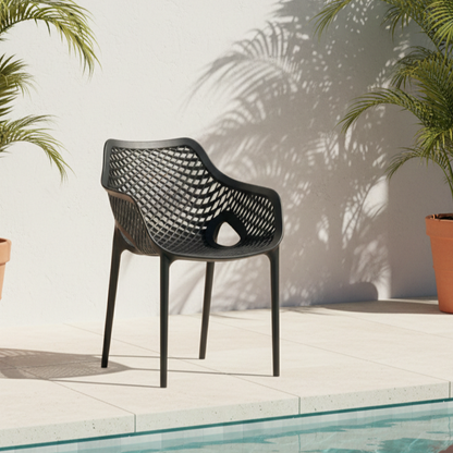 Silla con Brazos Miame, Negro, con Espaldar y Diseño Moderno
