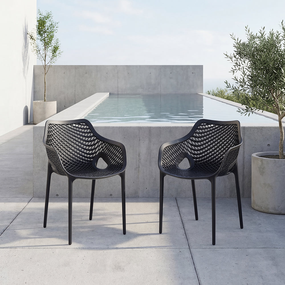 Set de 2 Sillas con Brazos Miame, Negro, con Espaldar y Diseño Moderno