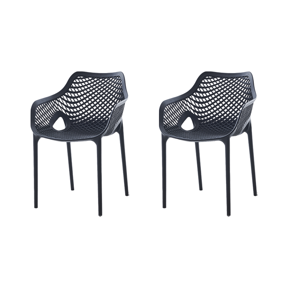 Set de 2 Sillas con Brazos Miame, Negro, con Espaldar y Diseño Moderno