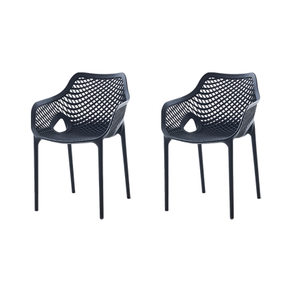 Set de 2 Sillas con Brazos Miame, Negro, con Espaldar y Diseño Moderno