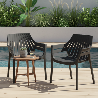 Set de 2 Sillas con Brazos Arena, Negro, con Espaldar y Diseño Moderno