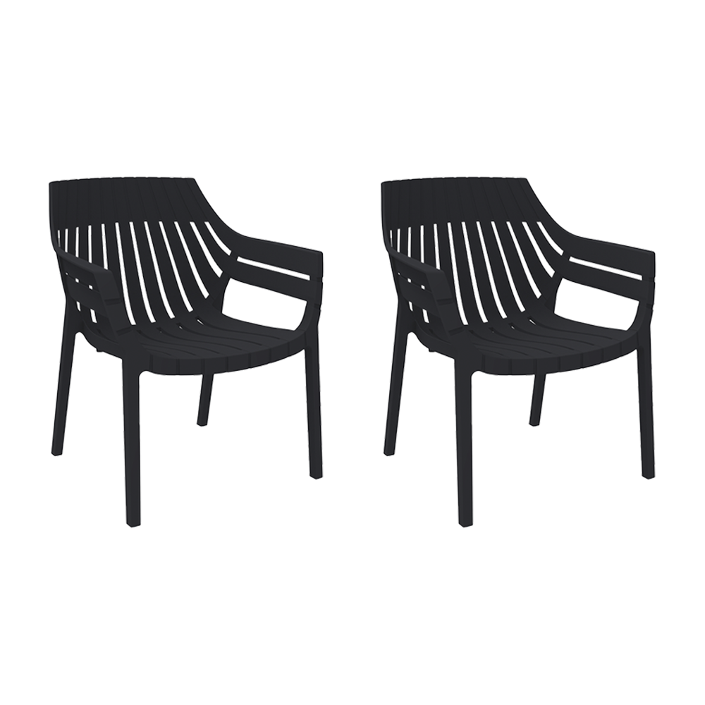 Set de 2 Sillas con Brazos Arena, Negro, con Espaldar y Diseño Moderno