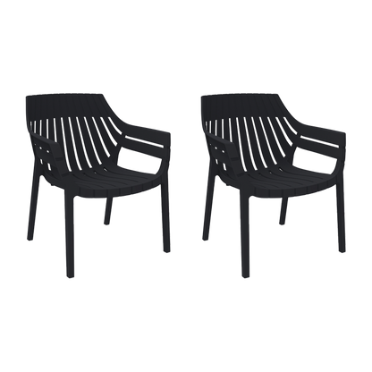 Set de 2 Sillas con Brazos Arena, Negro, con Espaldar y Diseño Moderno