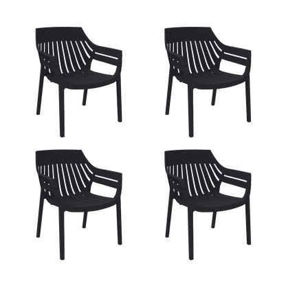 Set de 4 Sillas con Brazos Arena, Negro, con Espaldar y Diseño Moderno