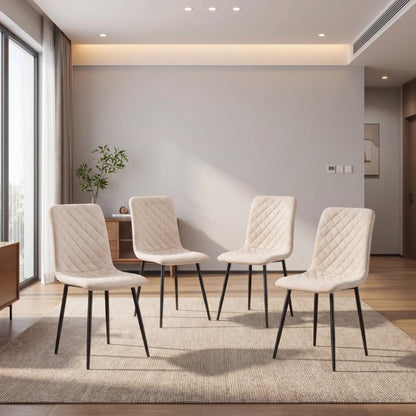 Set de 4 Sillas de Comedor Loretto, Beige, con Espaldar y Diseño Moderno