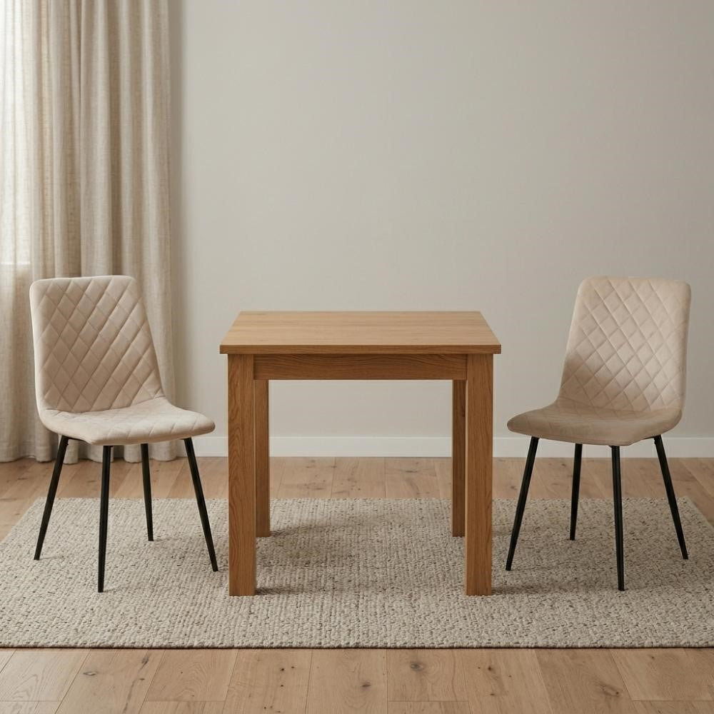 Set de 4 Sillas de Comedor Loretto, Beige, con Espaldar y Diseño Moderno