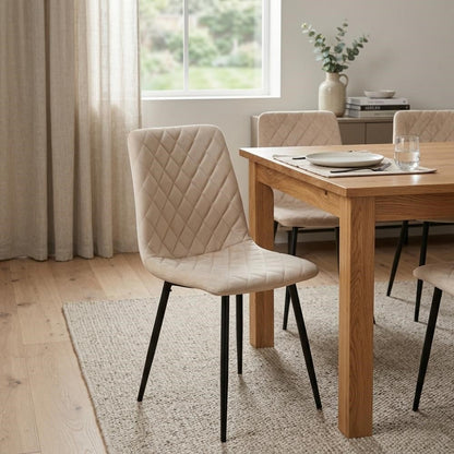 Set de 4 Sillas de Comedor Loretto, Beige, con Espaldar y Diseño Moderno