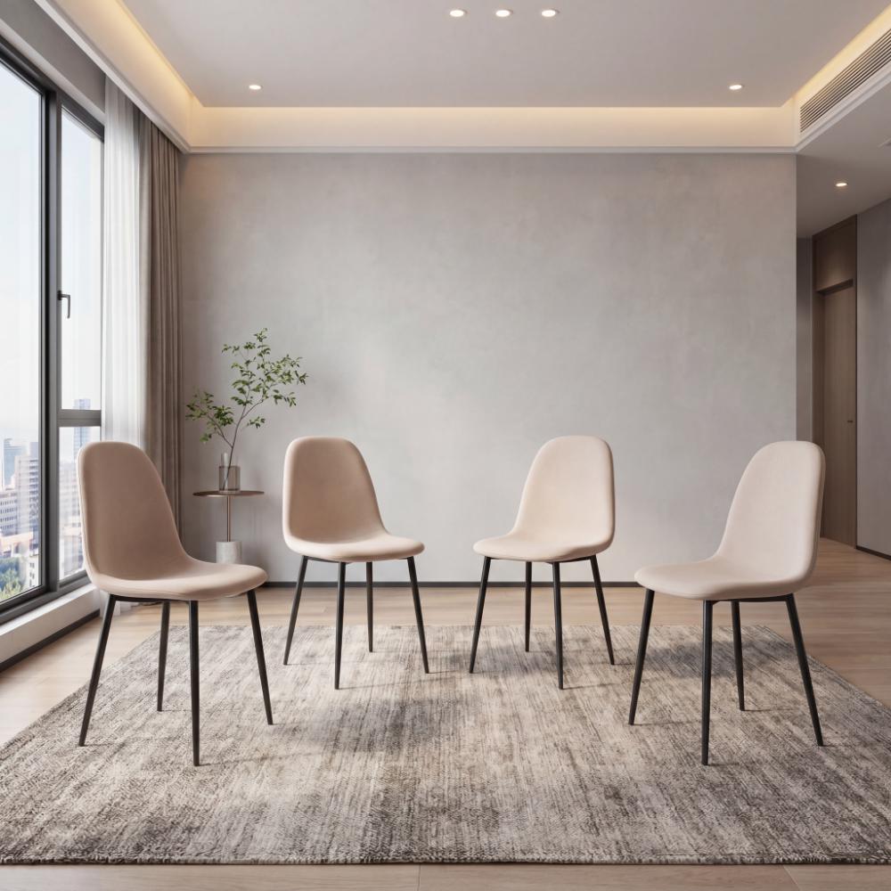 Set de 4 Sillas de Comedor Margarita, Beige, con Espaldar y Diseño Moderno